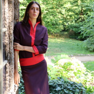 Falda Ribete - Berenjena y Rojo